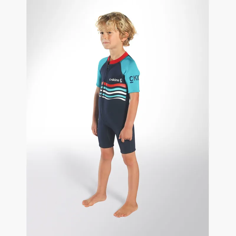 C-Skins C-Kid Baby Shorty Wetsuit Waves Ink Blue/Turquoise-3
